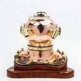 Vintage nautical brass and copper diving helmet décor